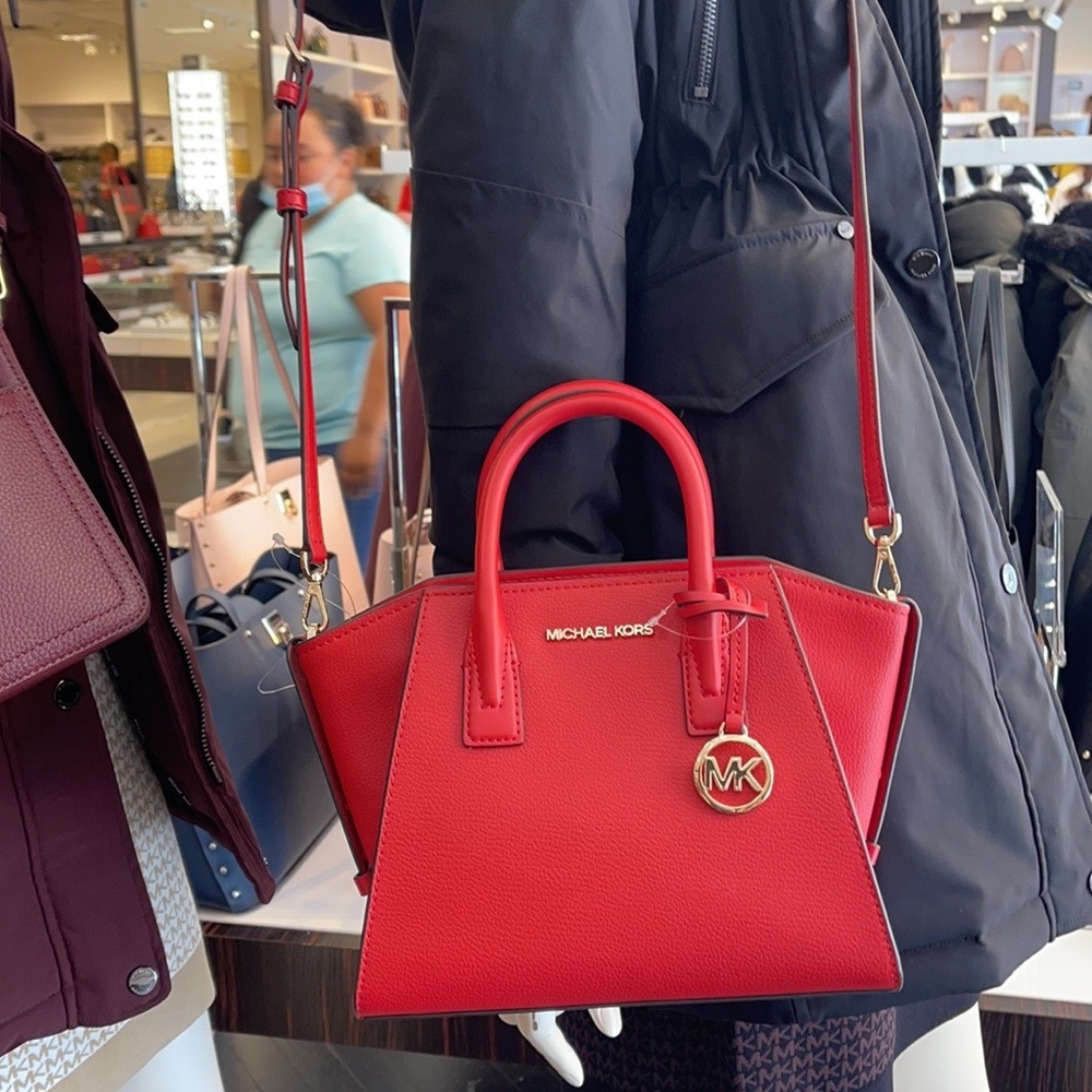 Michael Kors Avril Small Leather Top-Zip Satchel Color Flame - Picture 2 of 16
